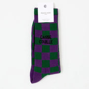 Chaussettes casse-couille 40/45 damier violet/sapin