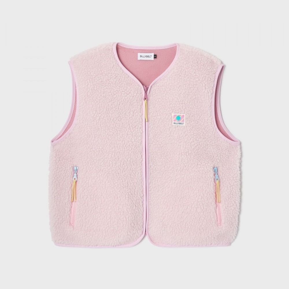 Veste sherpa femme zippée sans manches - Rose pâle
