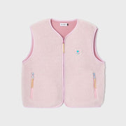 Veste sherpa femme zippée sans manches - Rose pâle