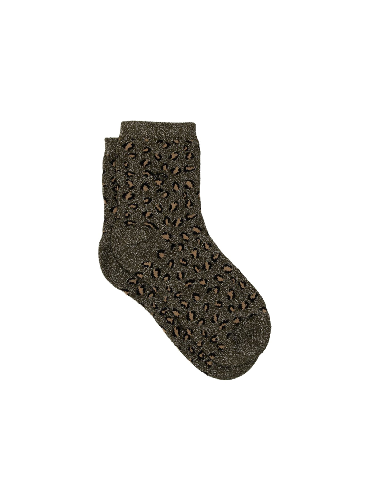 Chaussettes léopard pailletées - Kaki