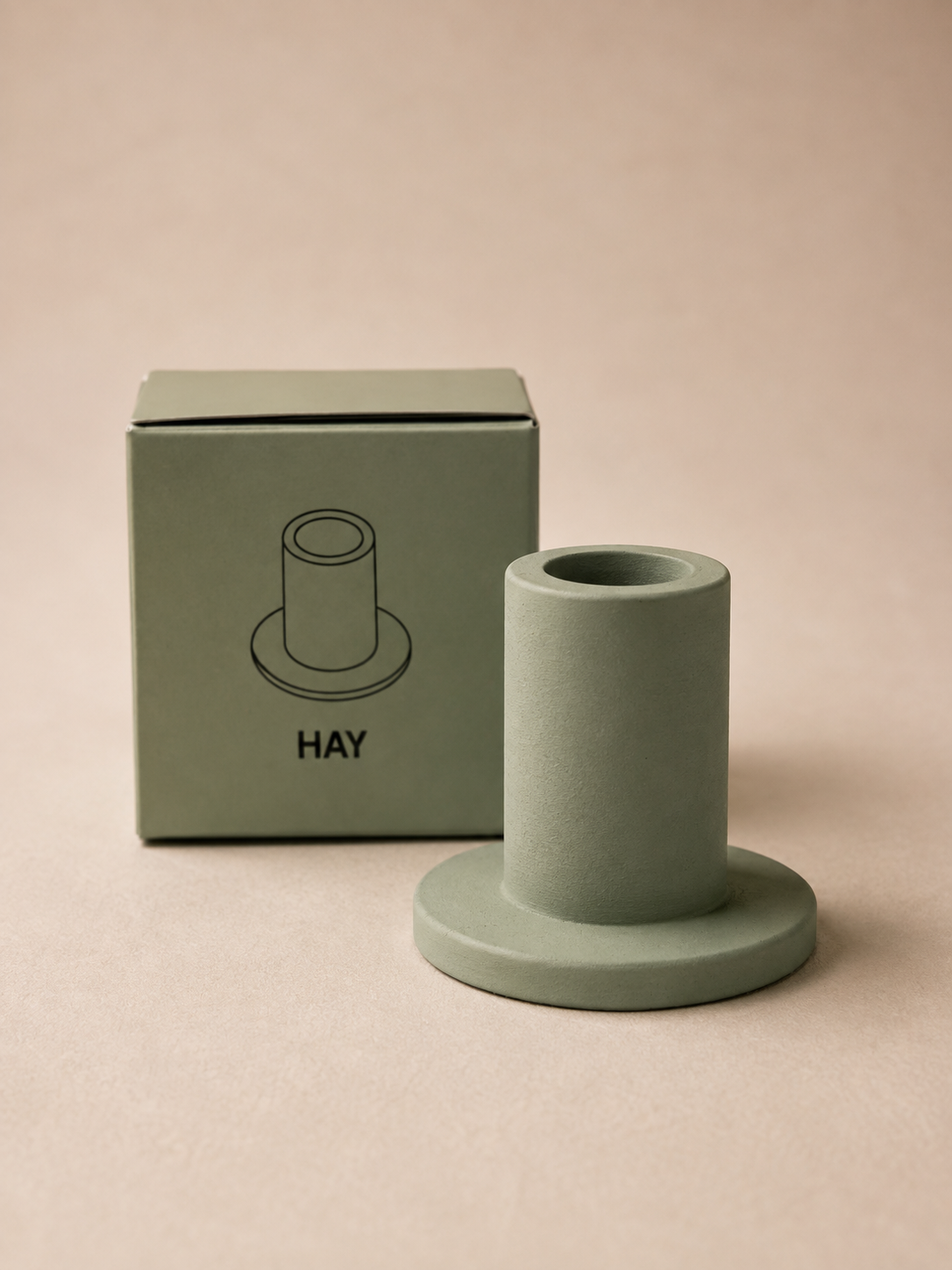 Tube candelholder concrete dusty green s