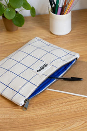 Pochette Ema Carreaux écru/bleu