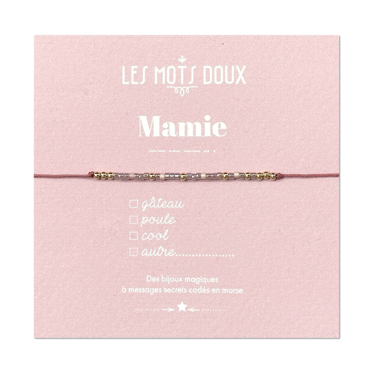 Bracelet famille mamie rose pale irise or