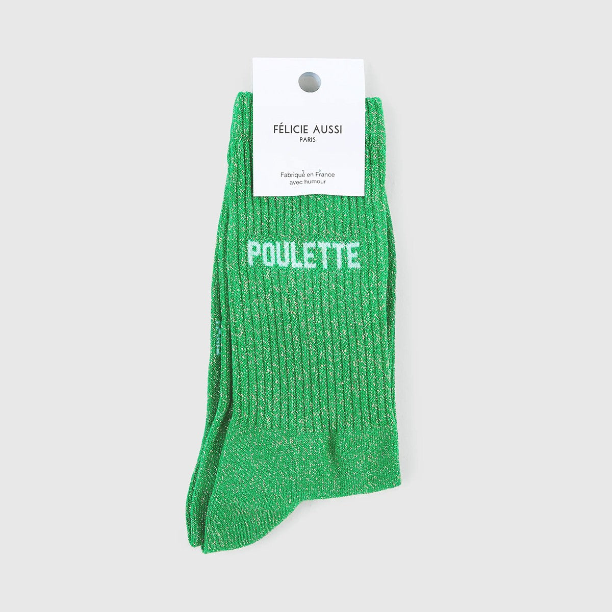 Chaussettes poulette 36/40 paillettes verte