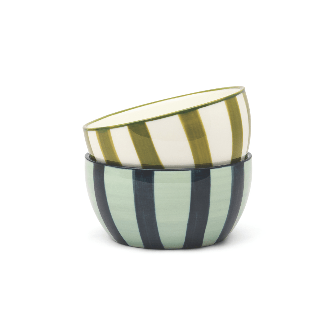 The Bella Dipping Bowls - Set of 2 - Olive & Blue