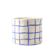 FLOWER POT 25, XL, THIN-CHECKED, blue