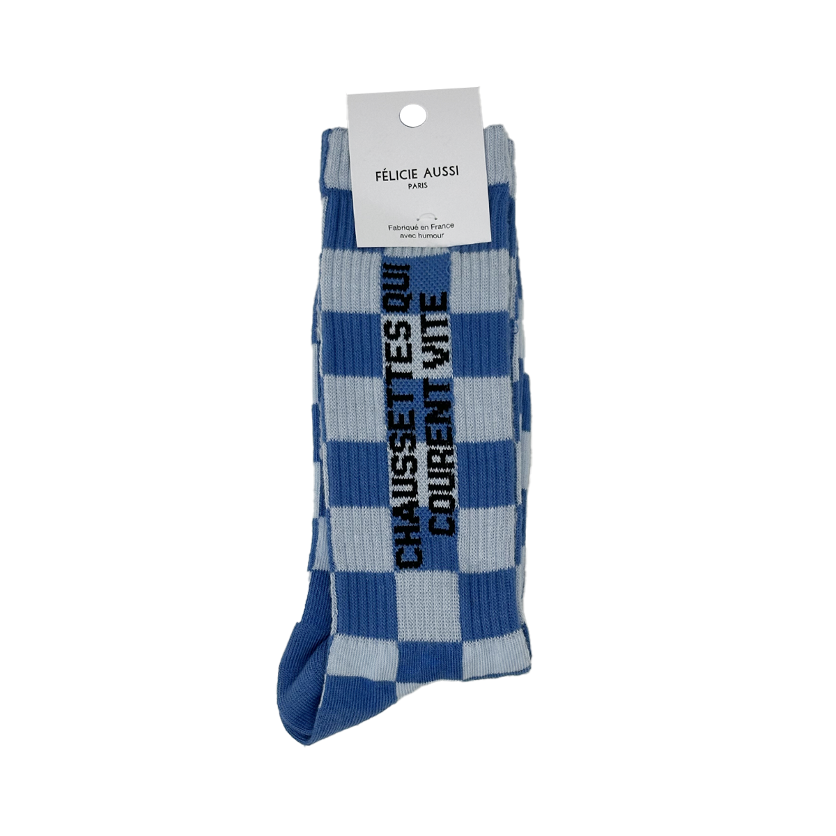Chaussettes qui courent vite 40/45 damier bleu