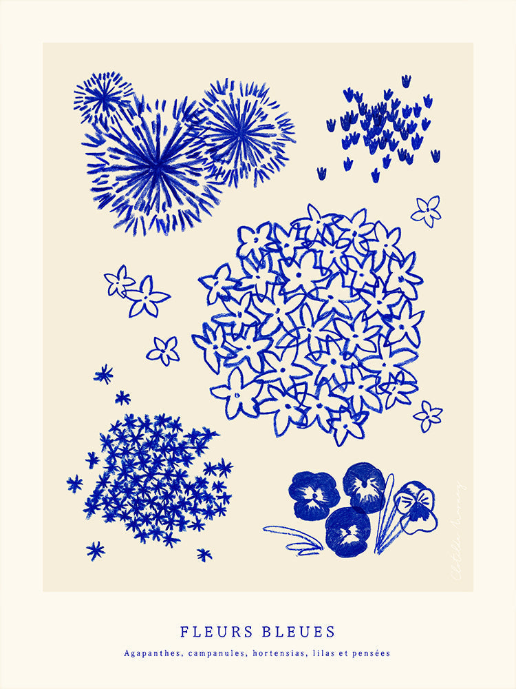 Fleurs Bleues 40x50