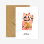 Chat porte-bonheur Carte de vœux d'amour