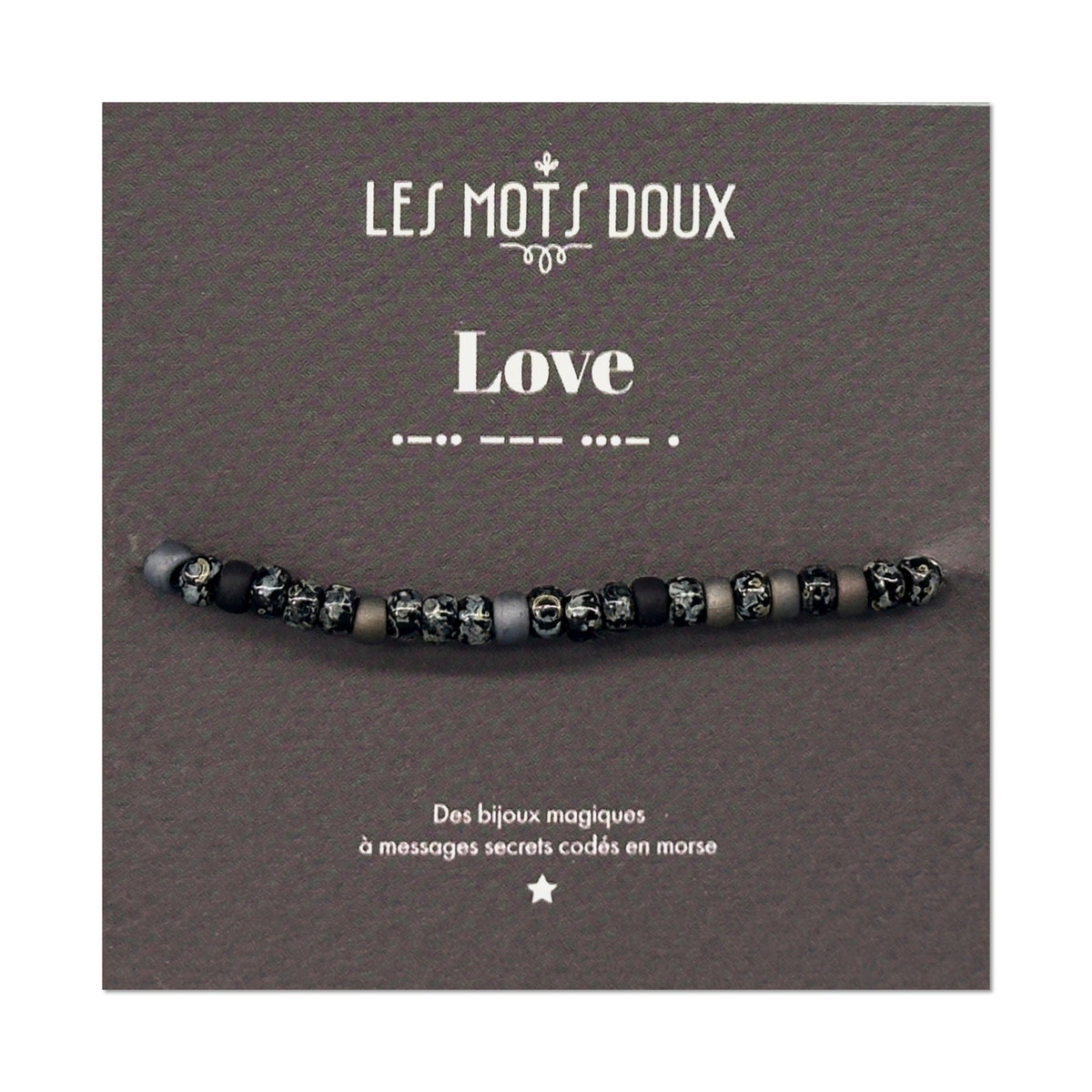 Bracelet messieurs love noir marbre argent