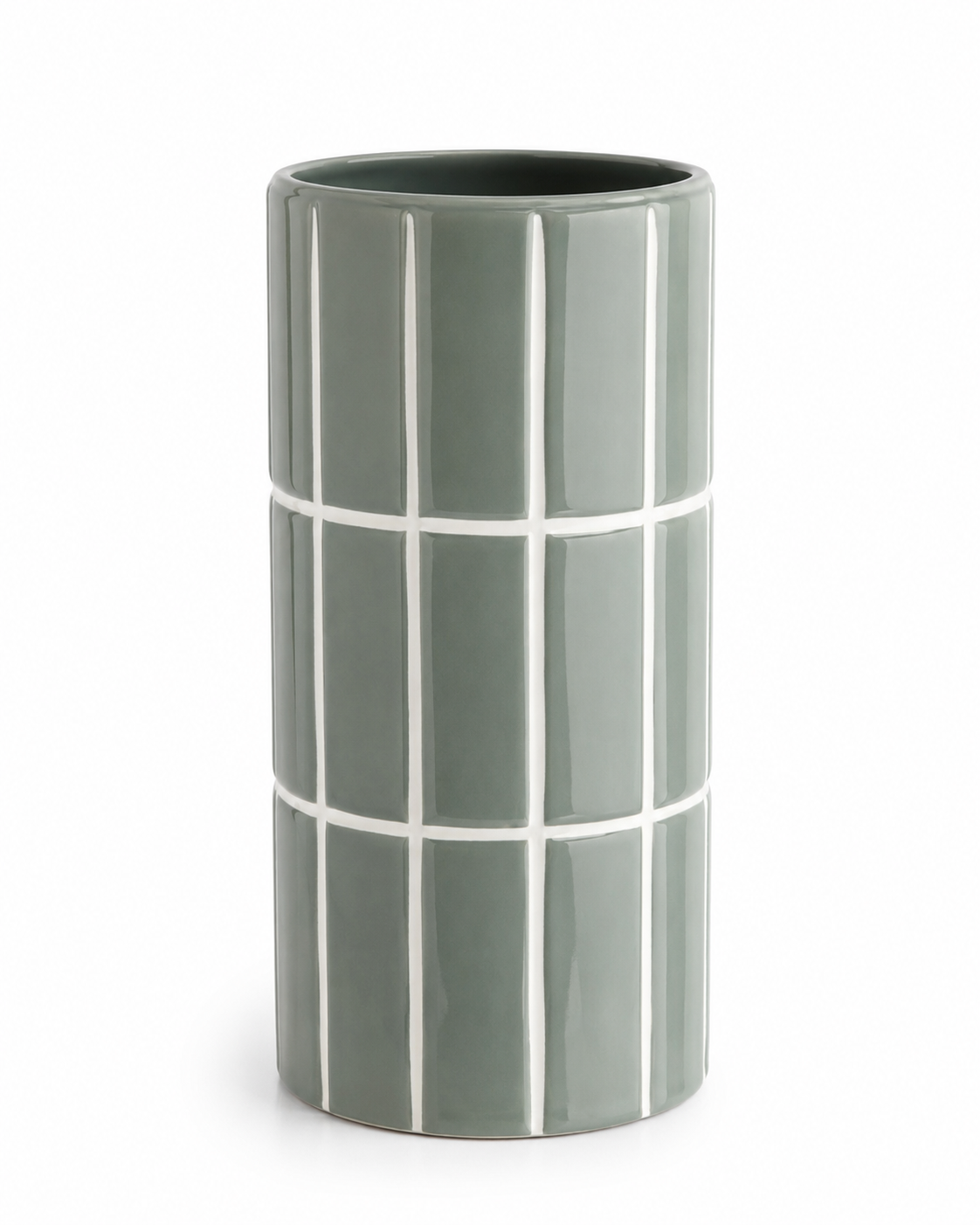 Vase carrelage bleu D10,5 H23cm