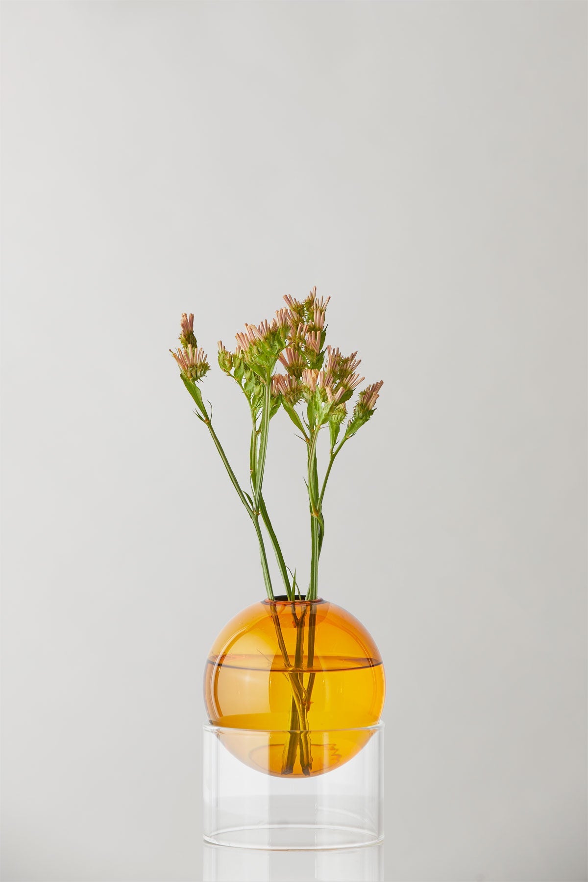 Standing flower bubble, low tube, amber, 802050a