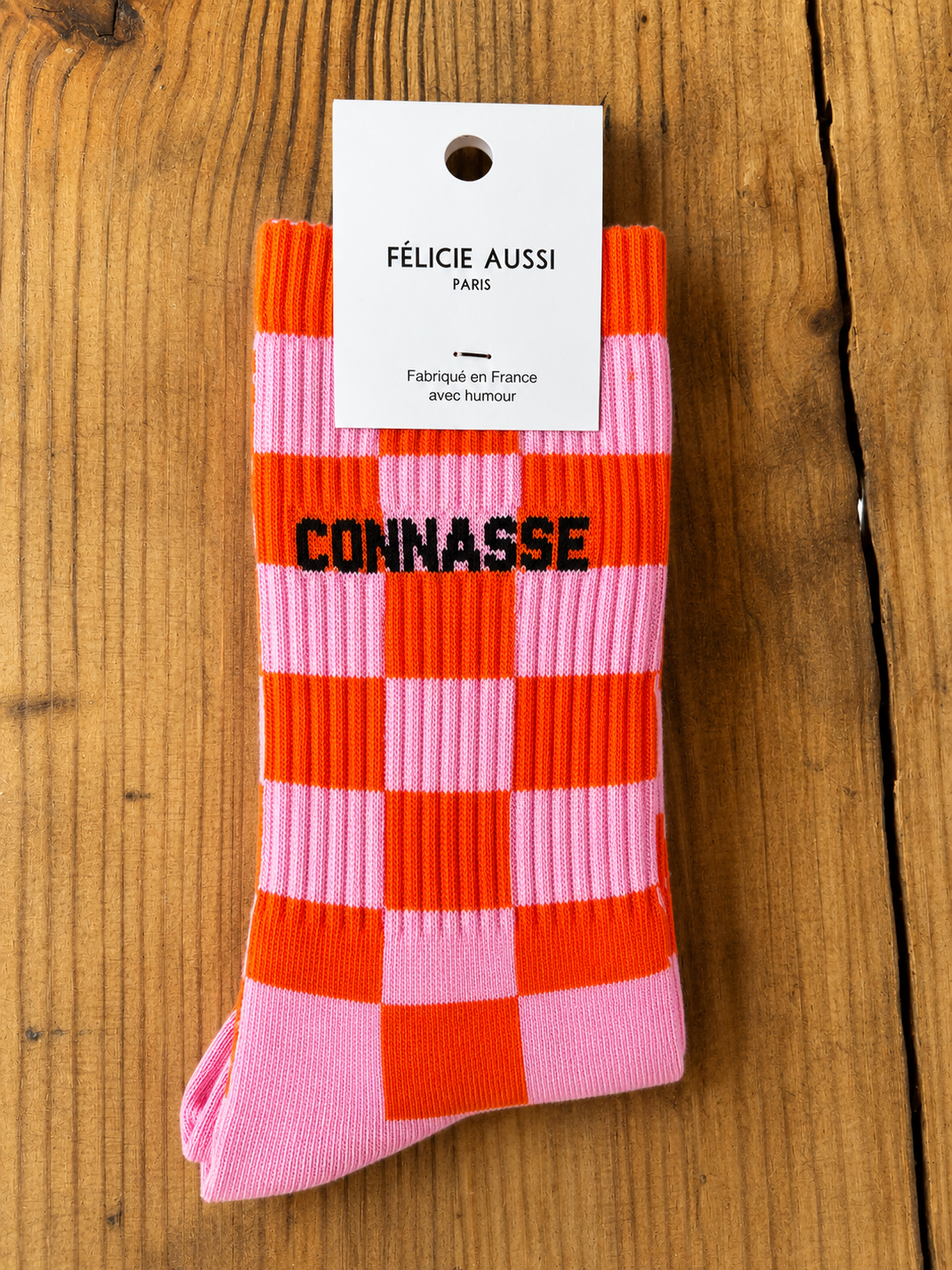 Chaussettes connasse damier rose 36/40