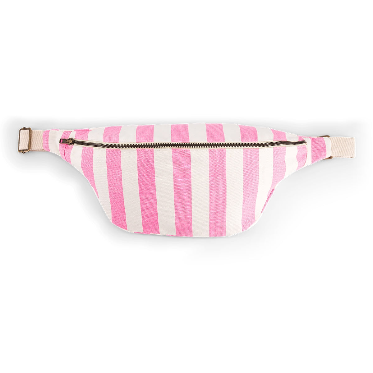 SAC BANANE IMPRIME RAYEE ECRU / NEON PINK