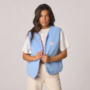 Veste sherpa femme zippée sans manches - Bleu
