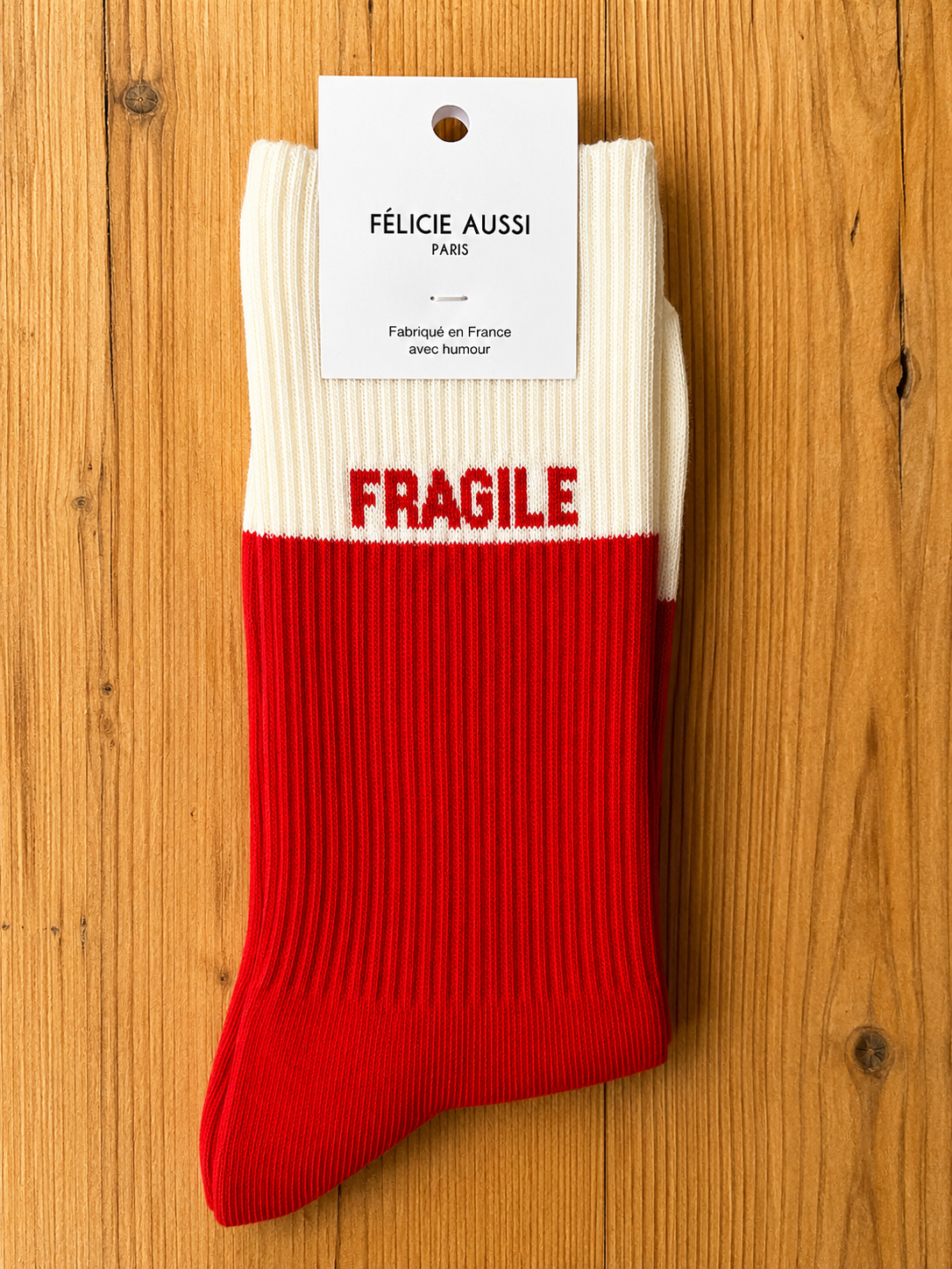 Chaussettes fragile bicolore rouge 40/45