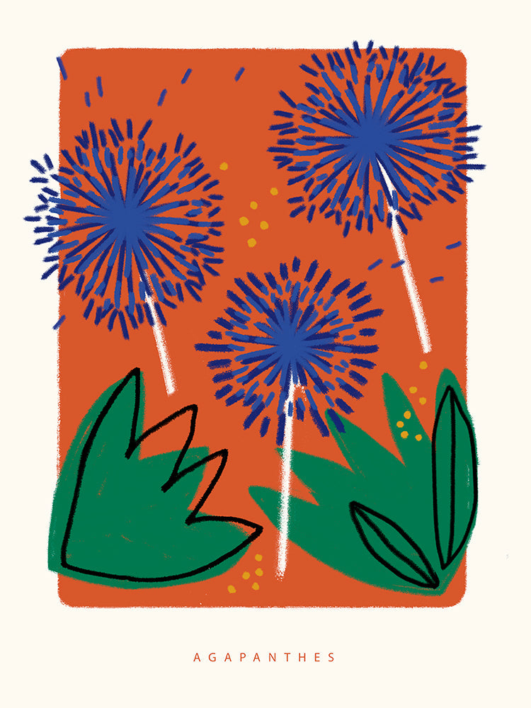 Affiche wax agapanthes 30x40