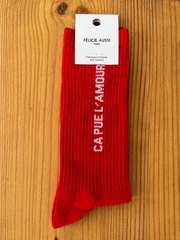 Chaussettes ça pue l'amour 40/45 coquelicot