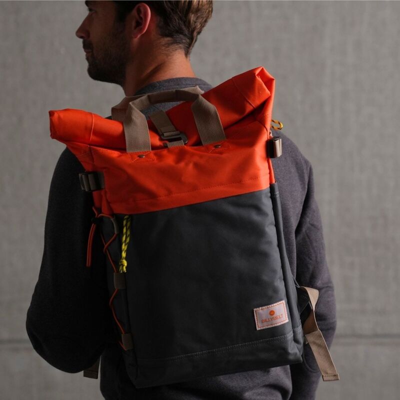 ROLLTOP Sac à dos en 100% polyester recyclé Roll-top - Ardoise et orange