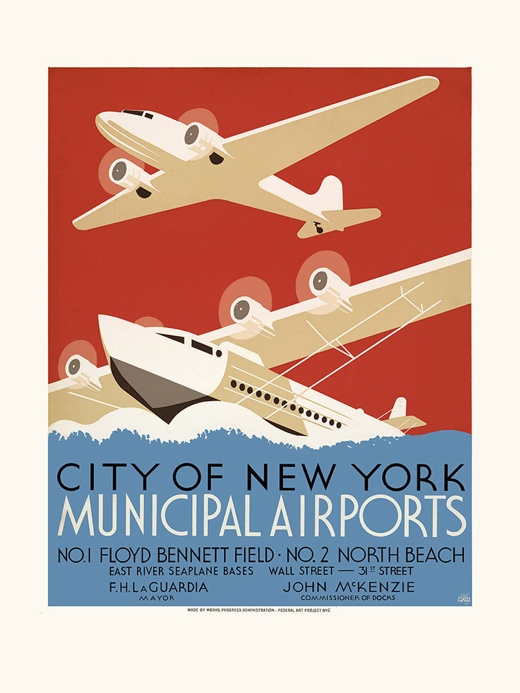 AFFICHE CITY OF NEW YORK MUNICIPAL AIR PORT 30x40