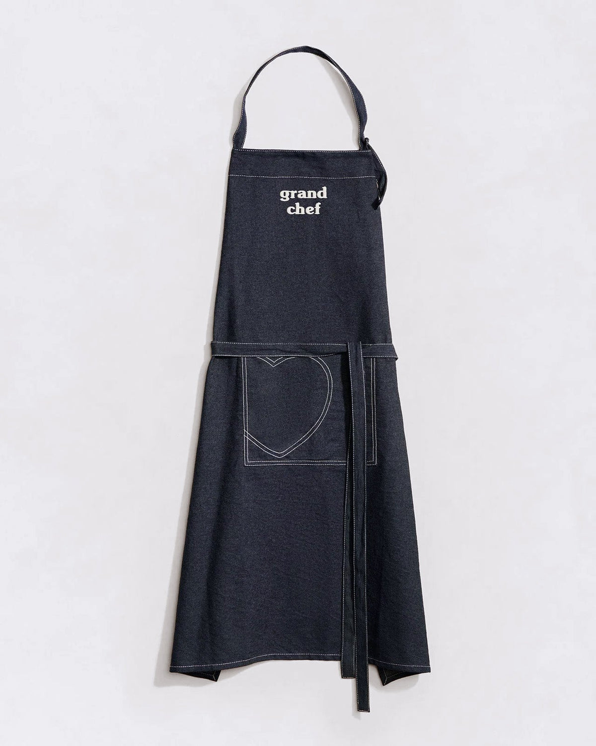 Le tablier brodé Grand chef - denim brut