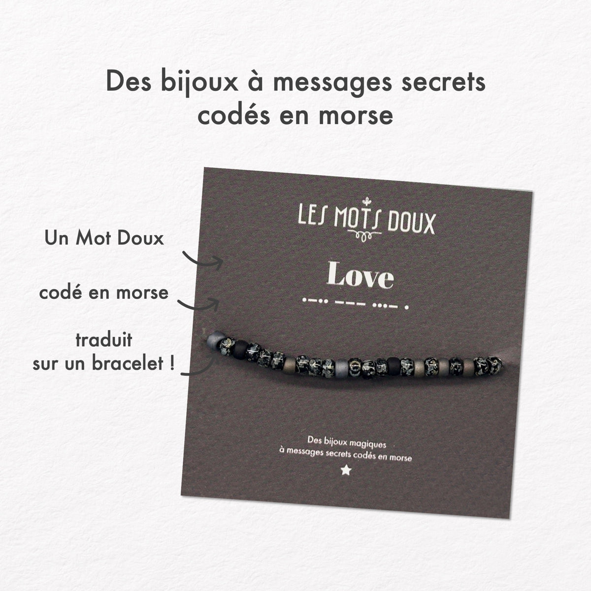 Bracelet messieurs love noir marbre argent