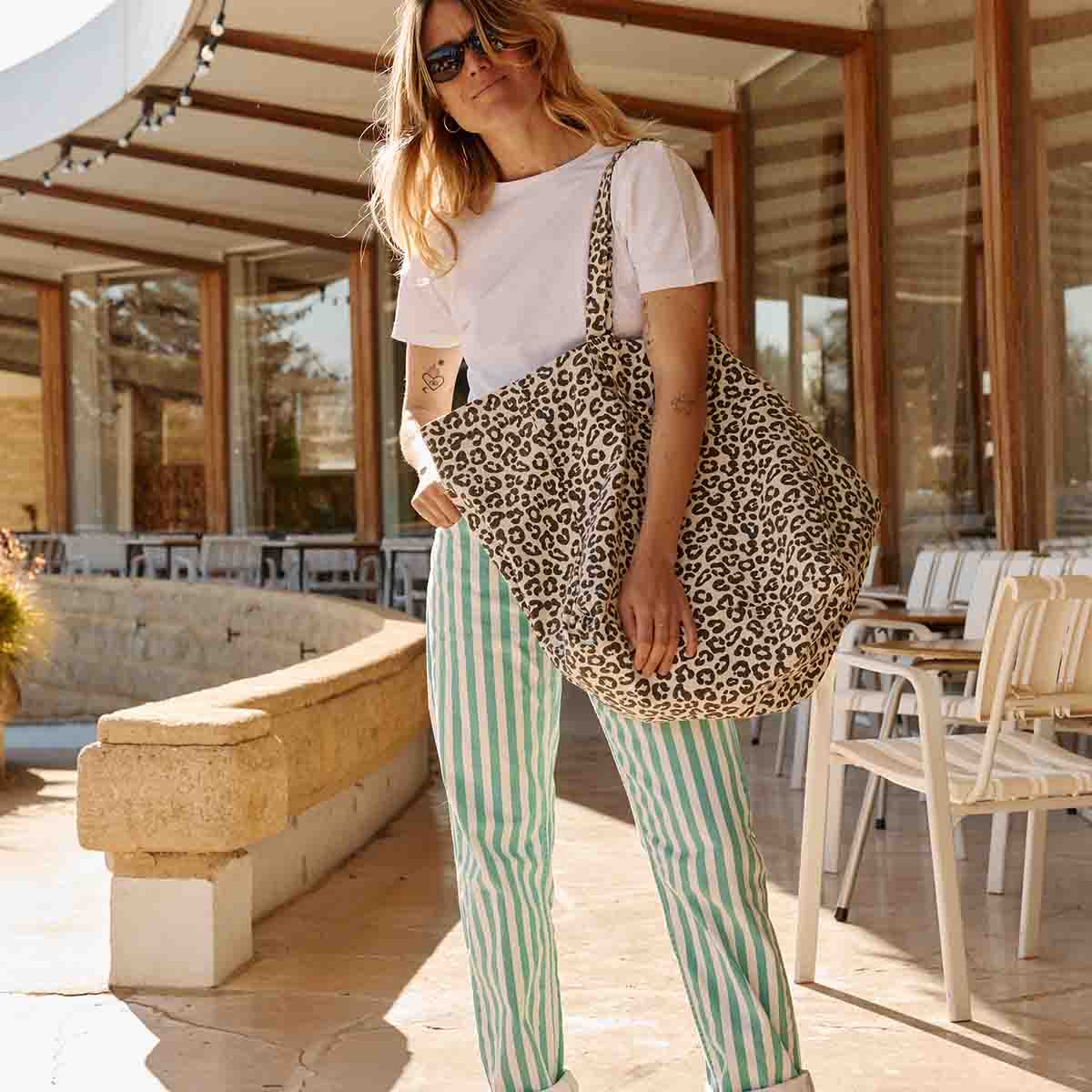 ELISA SAC CABAS IMPRIME GRAOU GREIGE