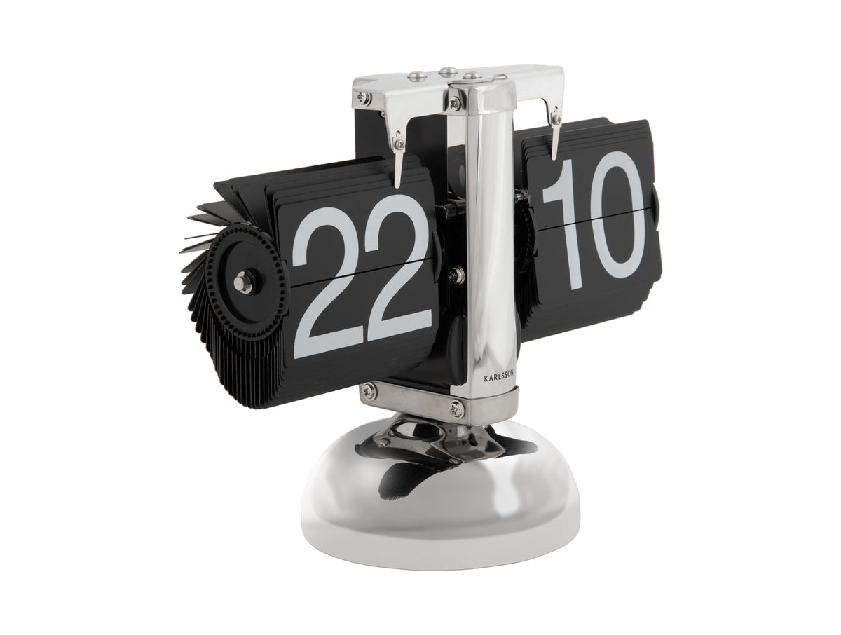 Horloge à poser small flip métal argent