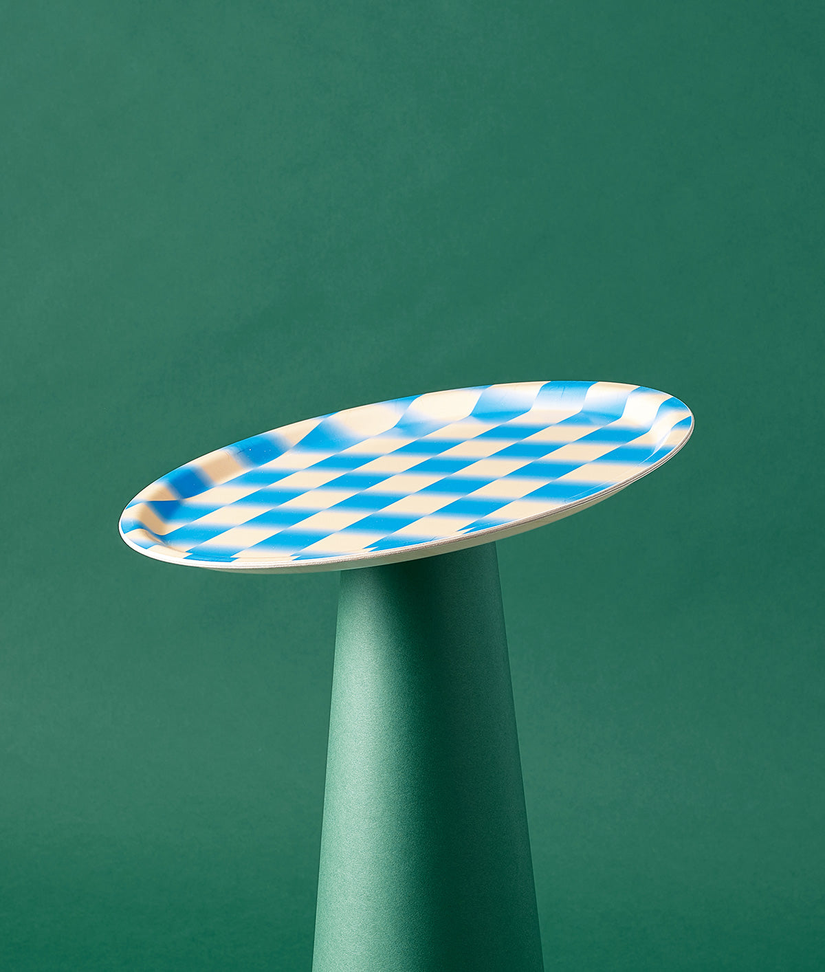 PLATEAU - Blue Gradient Check Mini Round Tray
