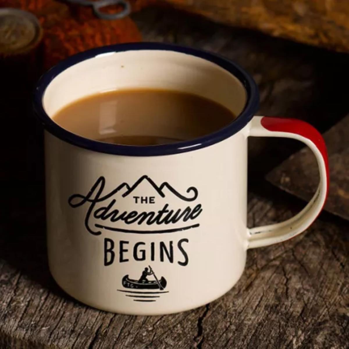 Enamel Mug (375ml) - Adventure Begins - Cream