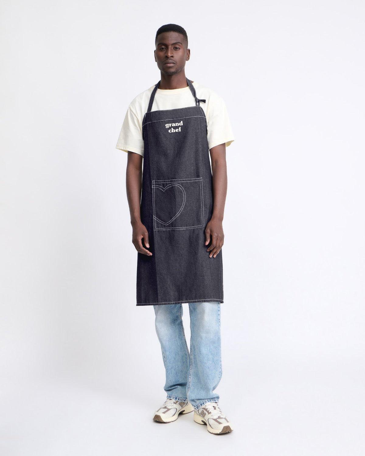 Le tablier brodé Grand chef - denim brut