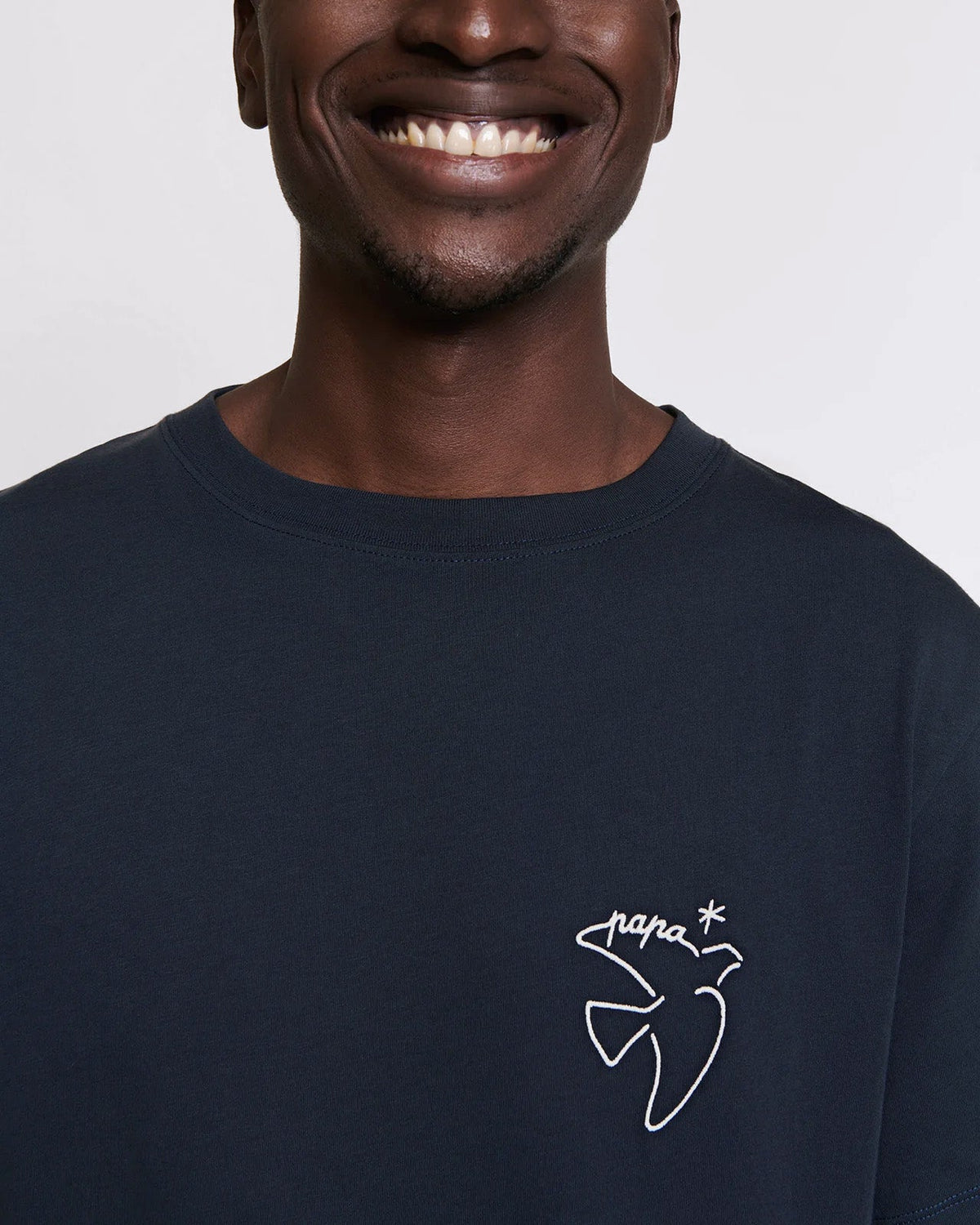Le t-shirt brodé Papa bird en coton bio - charbon - L