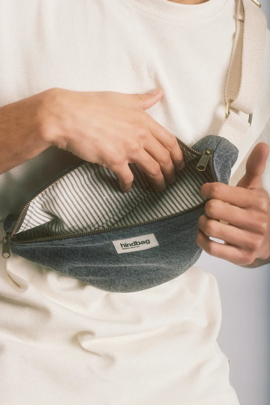 Sac banane Olivia denim gris