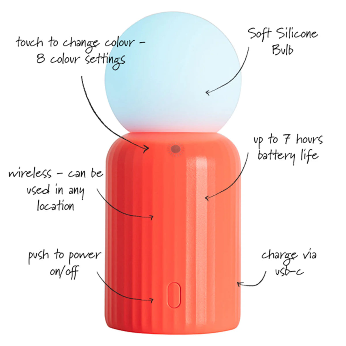 Mini lampe sans fil à 8 couleurs changeantes | Corail - #7538