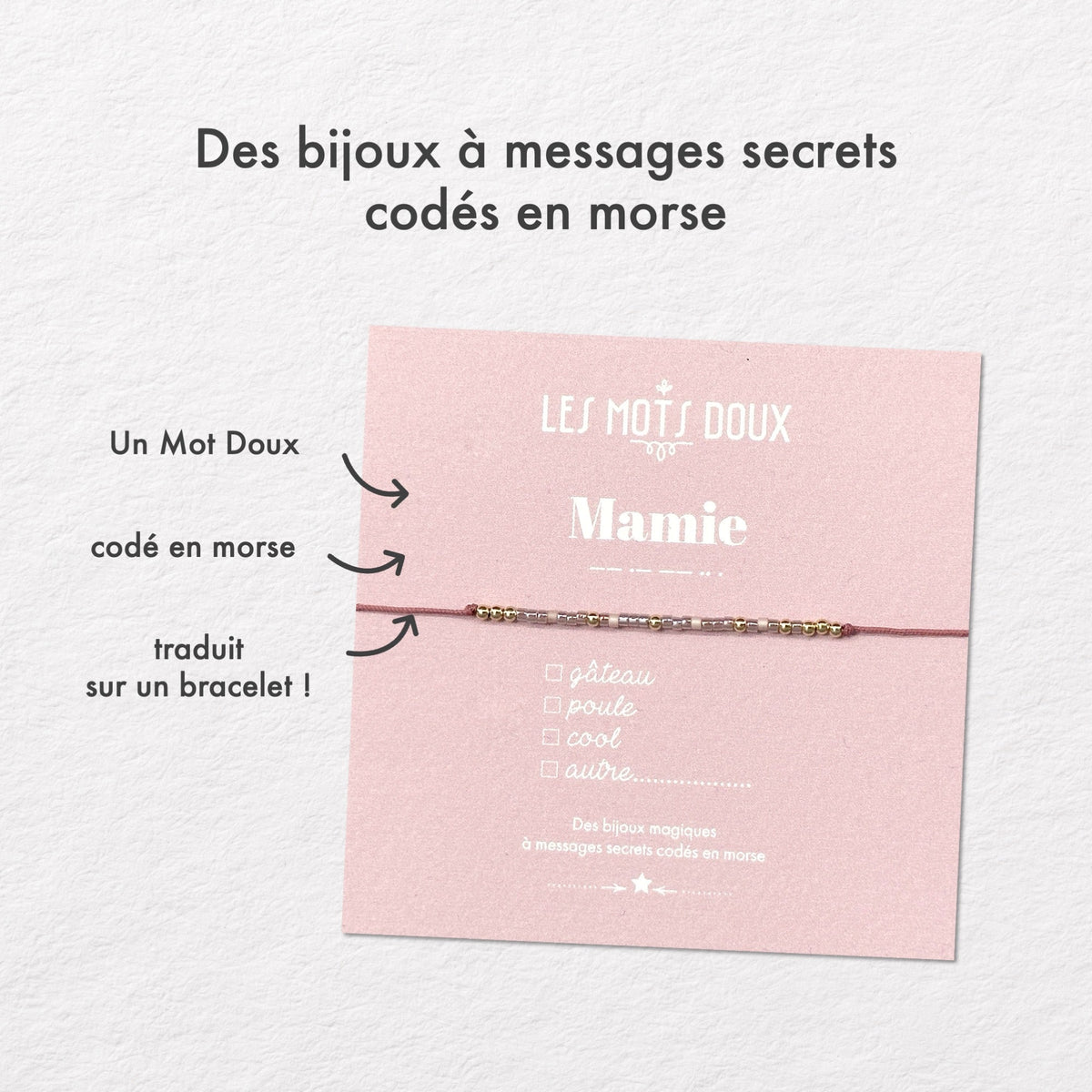 Bracelet famille mamie rose pale irise or
