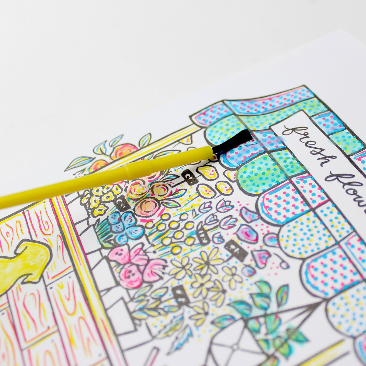 Paint with water card - Flower cart Thank you