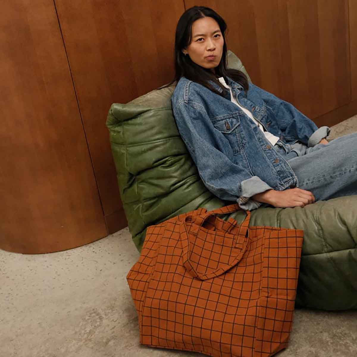 ELISA LOGO SAC CABAS CHECK GINGER