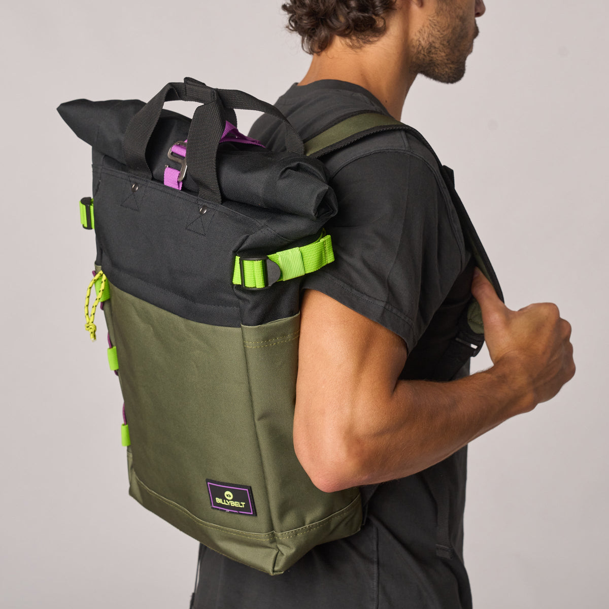 Rolltop bag kaki noir