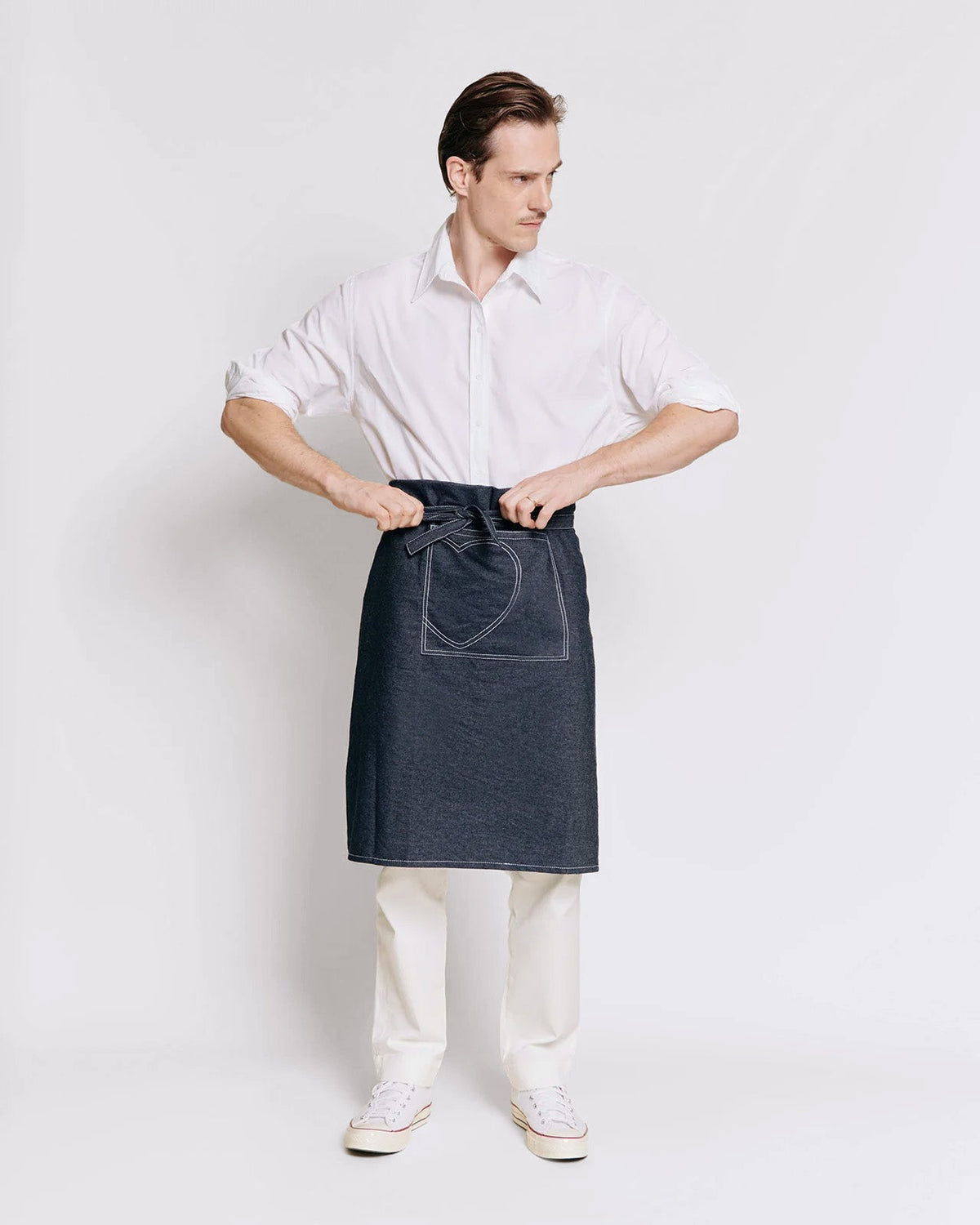 Le tablier brodé Grand chef - denim brut