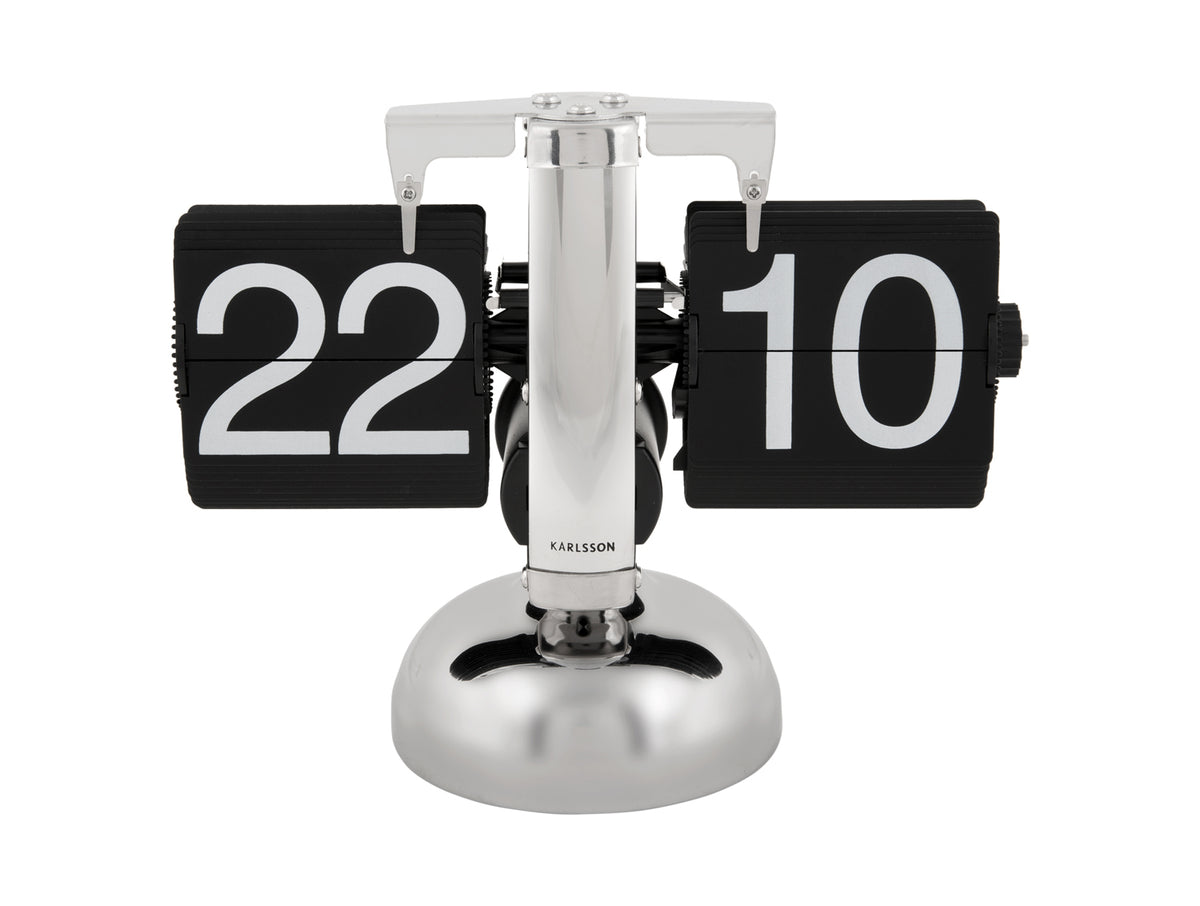 Horloge à poser small flip métal argent