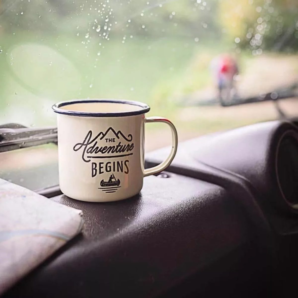 Enamel Mug (375ml) - Adventure Begins - Cream
