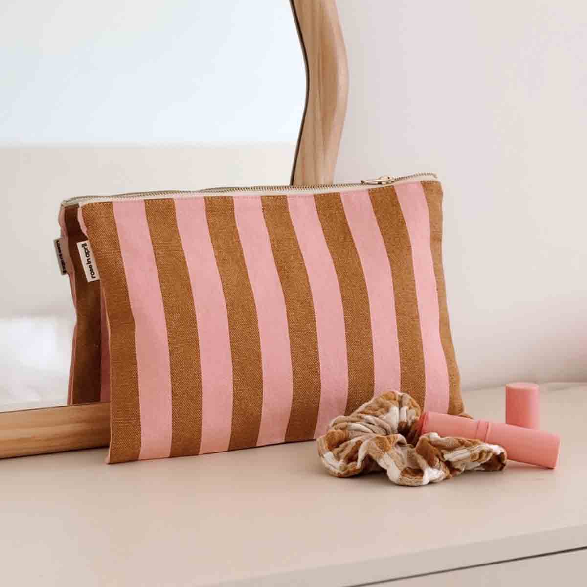 Lili pochette coloris raye brick / pink