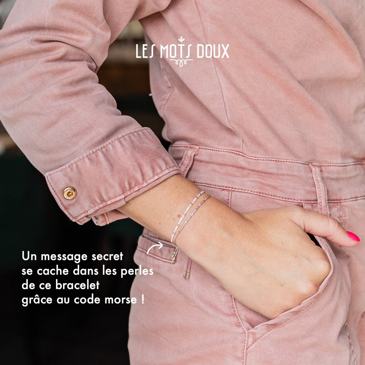 Bracelet famille mamie rose pale irise or