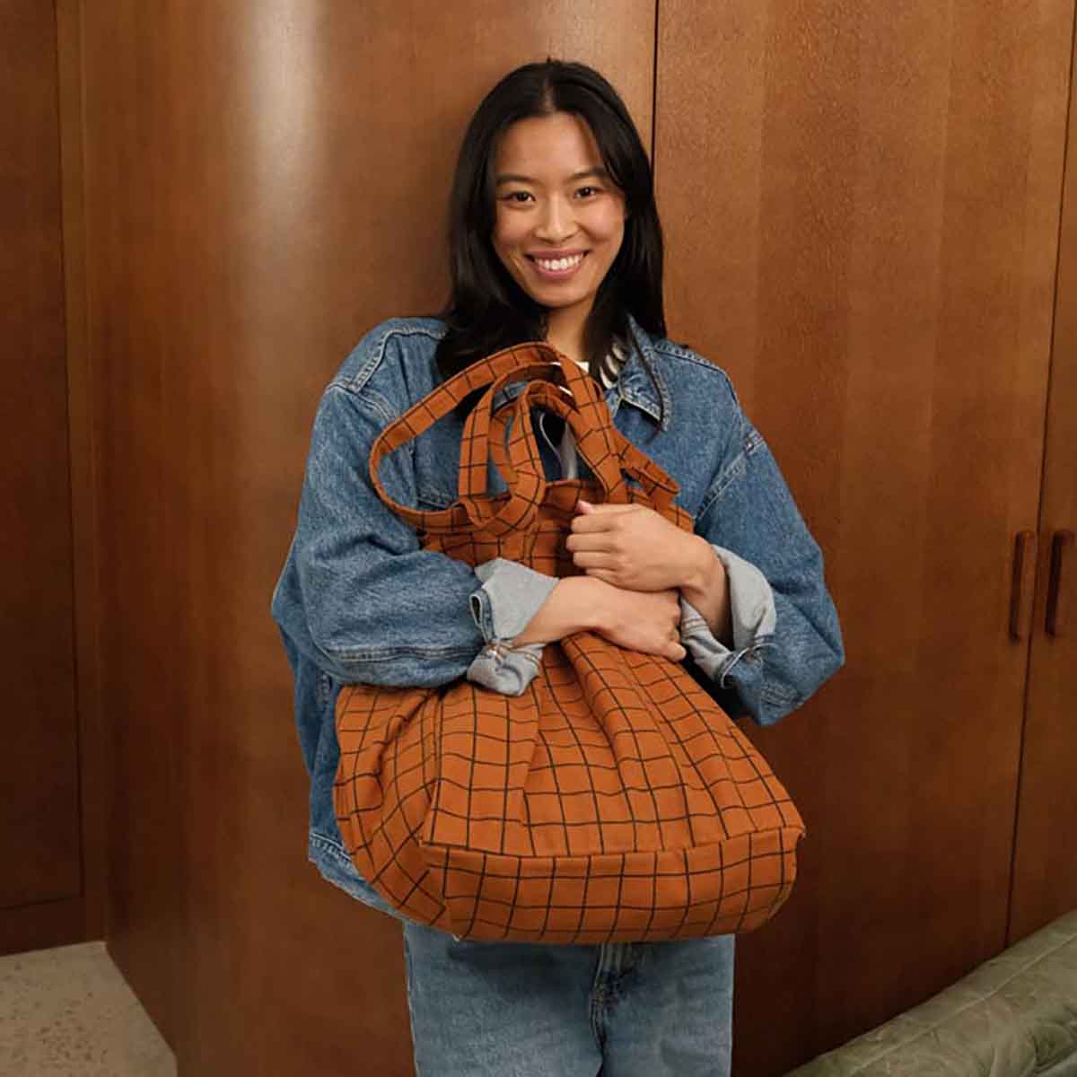 ELISA LOGO SAC CABAS CHECK GINGER