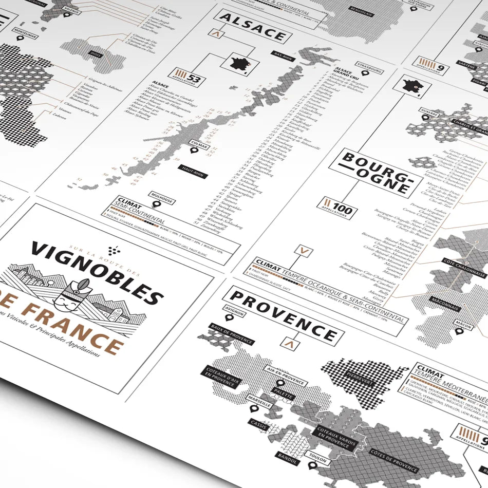 Affiche Vignobles français 40X50