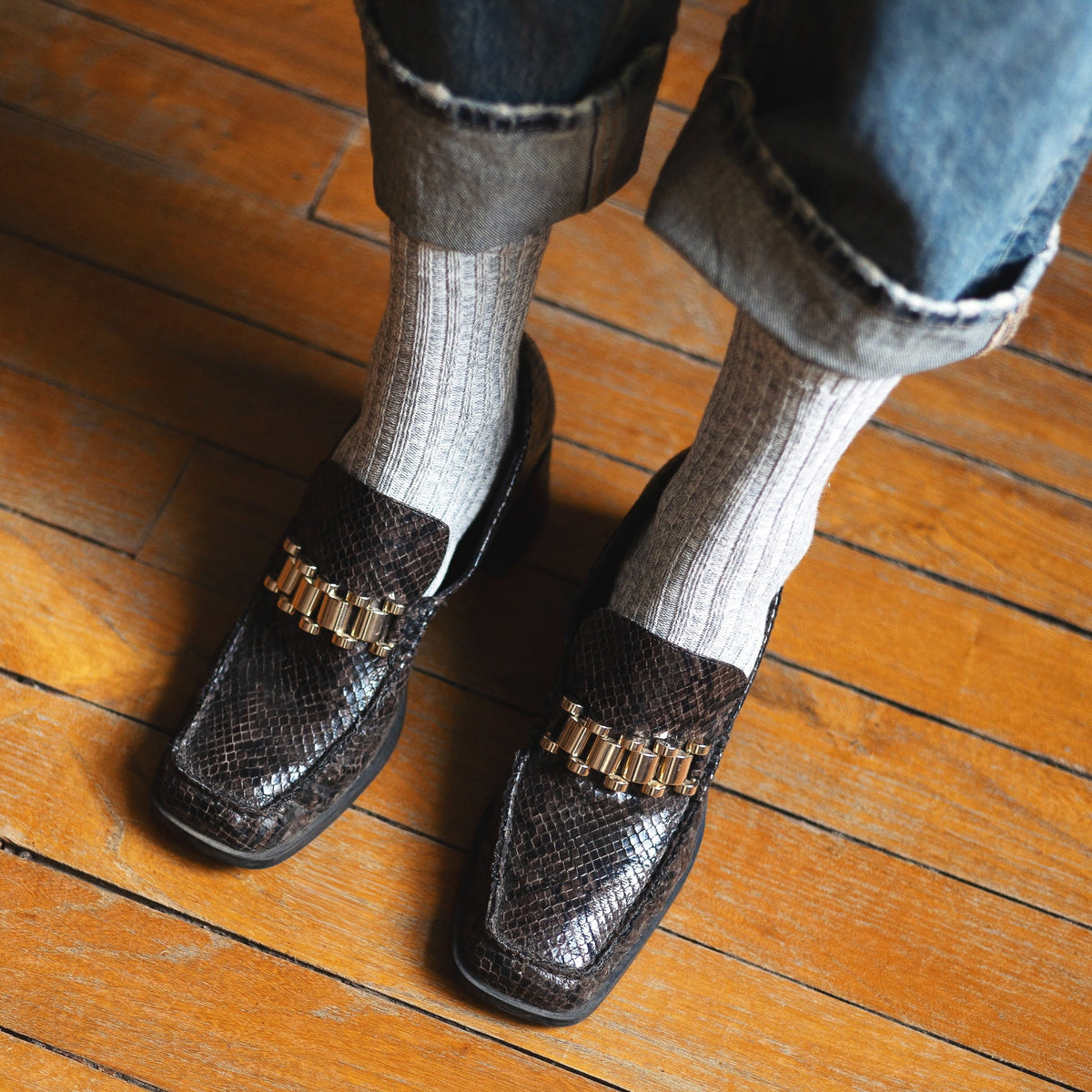 Coton melange pattern socks Bleu