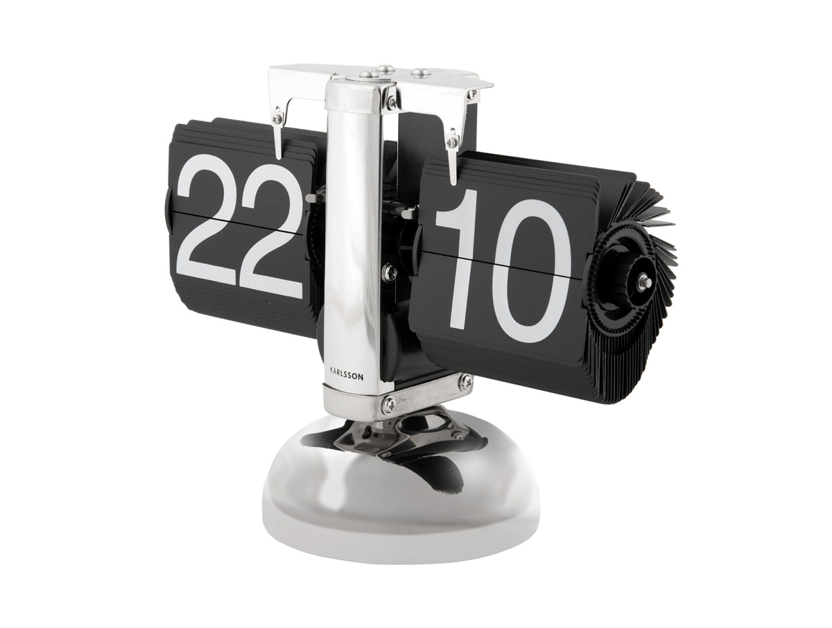 Horloge à poser small flip métal argent