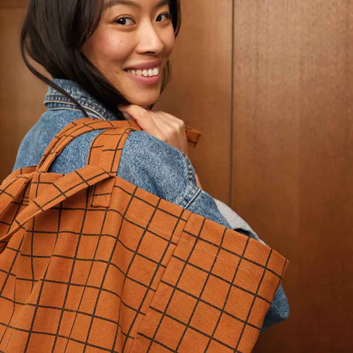 ELISA LOGO SAC CABAS CHECK GINGER