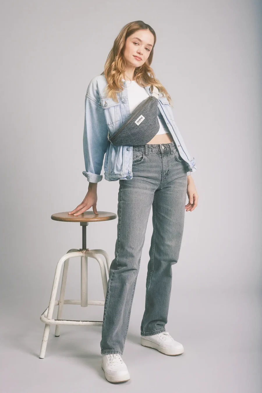 Sac banane Olivia denim gris
