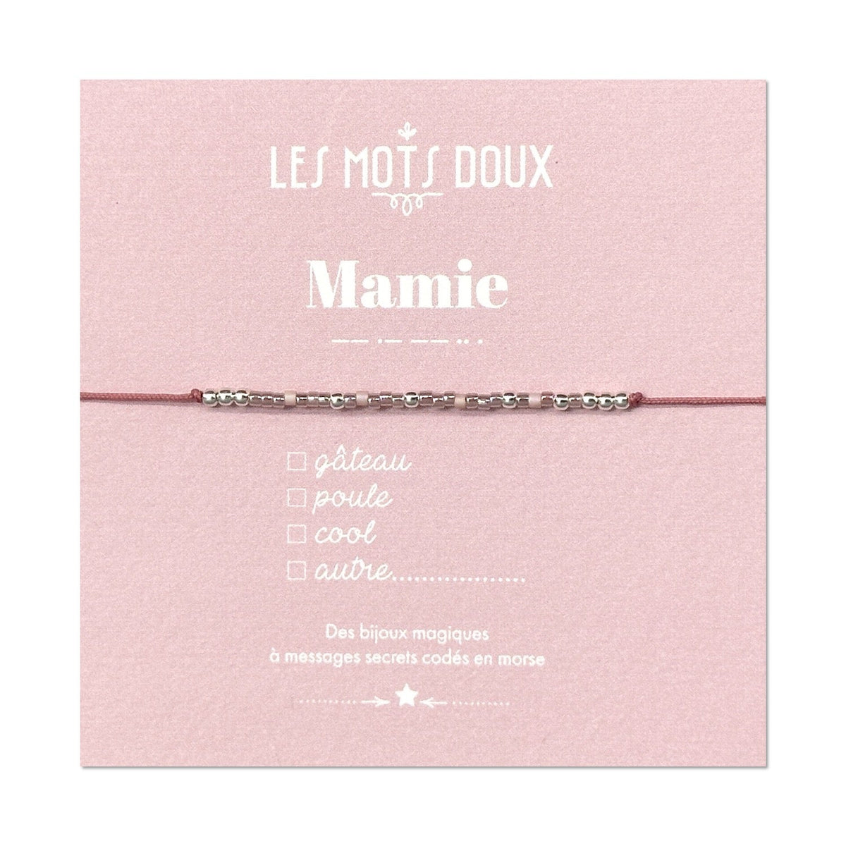 Bracelet famille mamie rose pale irise or